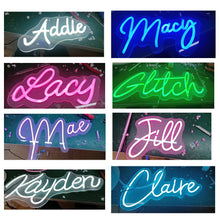 Load image into Gallery viewer, Custom Neon Signs Wedding Birthday Party Bedroom Bar Shop Name Logo Lights
