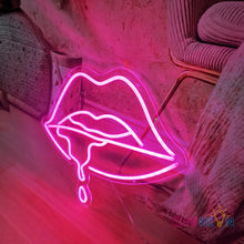 Load image into Gallery viewer, Dripping Lips Neon Sign