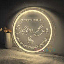 Load image into Gallery viewer, Custom Coffee Bar Sign for Kitchen | Custom Coffee Decor |Carved Neon Sign| Coffee Lover Gift | Cafe Shop Sign | Cafe Bar Sign