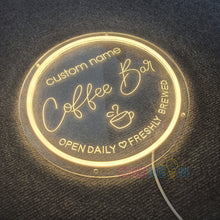 Load image into Gallery viewer, Custom Coffee Bar Sign for Kitchen | Custom Coffee Decor |Carved Neon Sign| Coffee Lover Gift | Cafe Shop Sign | Cafe Bar Sign