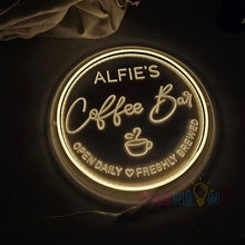 Load image into Gallery viewer, Custom Coffee Bar Sign for Kitchen | Custom Coffee Decor |Carved Neon Sign| Coffee Lover Gift | Cafe Shop Sign | Cafe Bar Sign