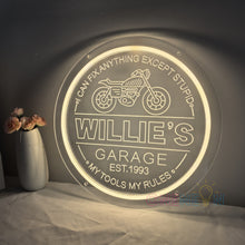 Load image into Gallery viewer, Custom Garage Sign,Garage Neon Sign, Personalized Workshop Sign, Gift for Dad, Garage Wall Decor, Garage Decor,Father Day Gift
