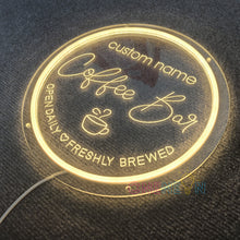 Load image into Gallery viewer, Custom Coffee Bar Sign for Kitchen | Custom Coffee Decor |Carved Neon Sign| Coffee Lover Gift | Cafe Shop Sign | Cafe Bar Sign
