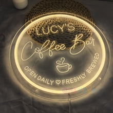 Load image into Gallery viewer, Custom Coffee Bar Sign for Kitchen | Custom Coffee Decor |Carved Neon Sign| Coffee Lover Gift | Cafe Shop Sign | Cafe Bar Sign
