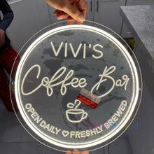 Load image into Gallery viewer, Custom Coffee Bar Sign for Kitchen | Custom Coffee Decor |Carved Neon Sign| Coffee Lover Gift | Cafe Shop Sign | Cafe Bar Sign
