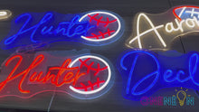 Load and play video in Gallery viewer, Custom Neon Name Sign Personalized with Football Baseball Soccer Basketball Pattern Sports Led Neon Lights for Bedroom Decor Man Cave Christmas Gift for Boys Girls Baseball Fans
